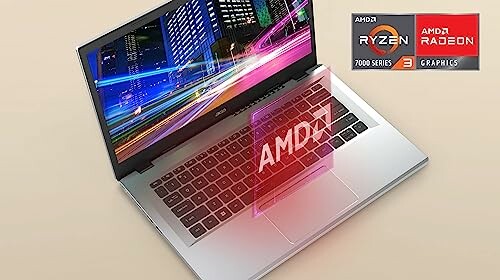 Laptop with AMD Ryzen and Radeon graphics logos