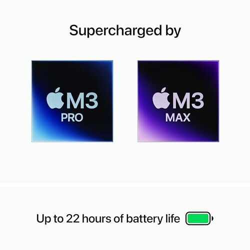 Apple M3 Pro and Max chips with up to 22 hours battery life.