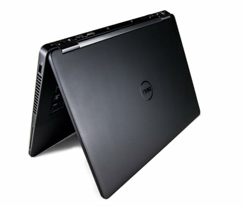 Dell laptop in tent mode with black finish