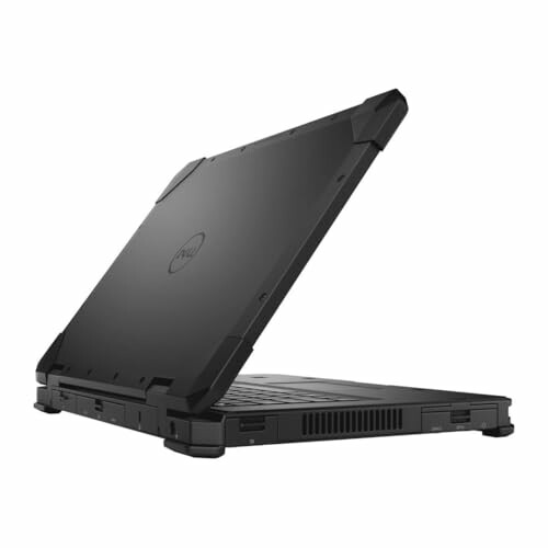 Dell rugged laptop side view with durable design.