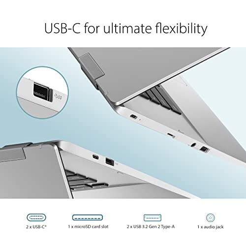 Laptop showing USB-C ports and other connectivity options.