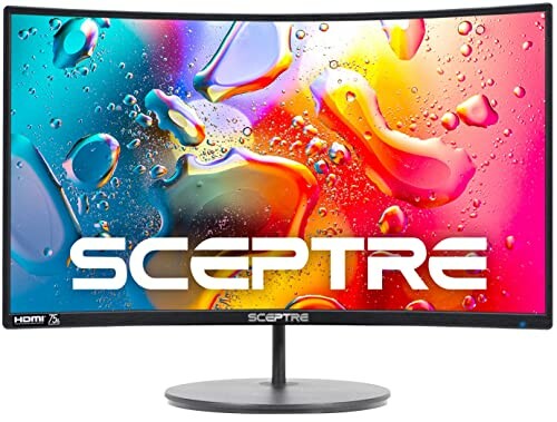 Sceptre curved monitor with colorful background